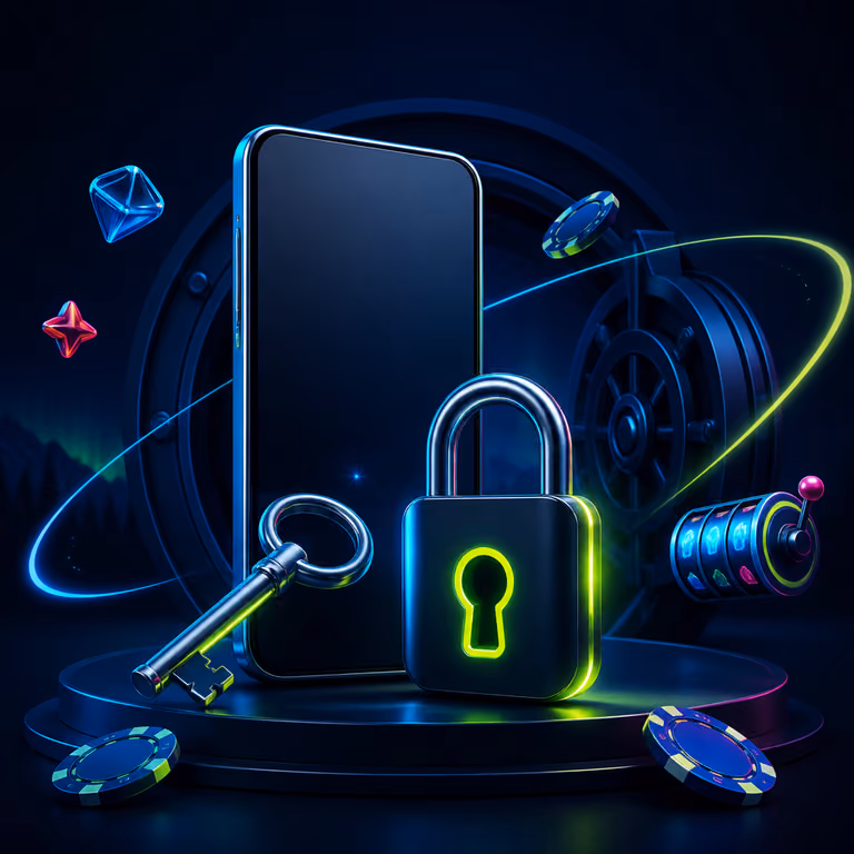 Secure casino account access with key and glowing lock